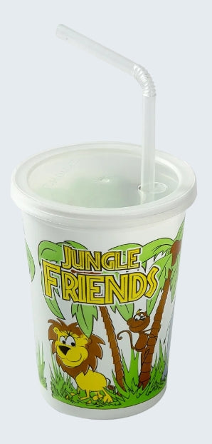 Cup, 12oz Kids Cup, Combo Lid W/ Straw, Jungle Friends Theme