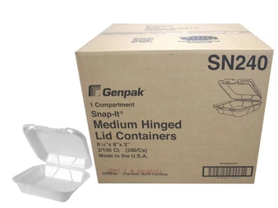 To Go Box, 8x8 Foam Container, White (SN240)