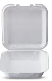 To Go Box, Foam Hinged 9x9 1-Comp., White