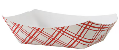 Food Tray, #100 1lb Food Tray, Red Plaid