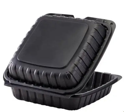 To Go Box, 9x9 Mineral Filled Hinged Container, Black