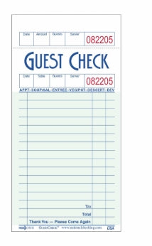 Guest Check, 16 Lines 1 Part, Green