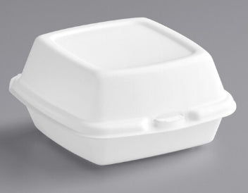 To Go Box; Foam Hinged Sandwich 6x6, White