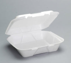 To Go Box, Foam Hinged VENTED 9x9 1-Comp., White