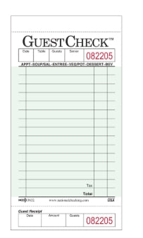 Guest Checks 1 Part 15 Line Green