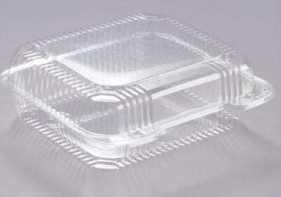 To Go Container, 9x9 Microwavable Hinged Container, 3 - Comp.