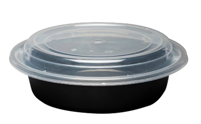 Container, 24oz. PP Blk/Clear Lid To Go Container - Combo