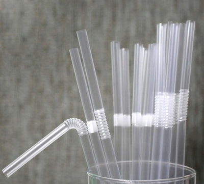 Straws, 7.625" Jumbo Clear Flex Straws, Wrapped