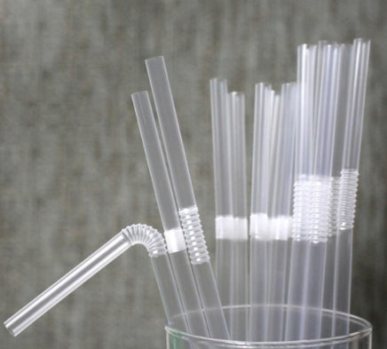 Straws, 7.625" Jumbo Clear Flex Straws, Wrapped