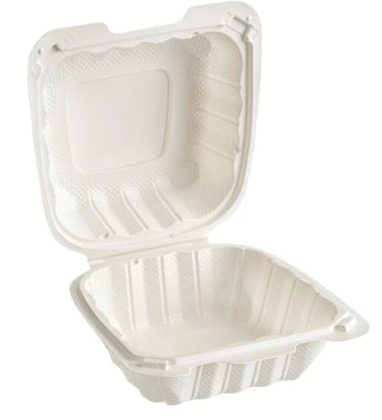 To Go Box, Mineral Filled 6x6 Hinged Container, White