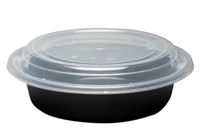 Container, 16oz. PP Black/Clear Lid To Go Containers - Combo