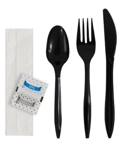 Cutlery Kit, Black Heavy Weight Cutlery Kit 6-Piece