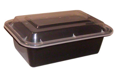 Container, Microwavable, 12oz Black Bottom w/Clear Lids, RECTANGULAR
