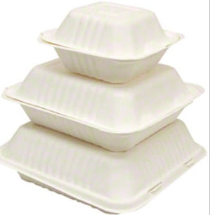 To Go Box, Molded Fiber 6x6 Hinged Container, Natural