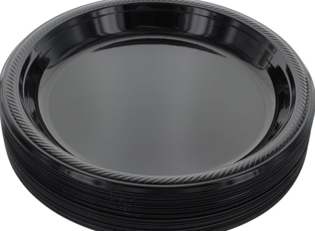 Plate,  6" Black Plate Impact Plastic