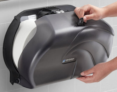 Dispenser, 9'' Jumbo Twin Tissue Dispenser, Black