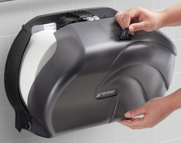 Dispenser, 9'' Jumbo Twin Tissue Dispenser, Black
