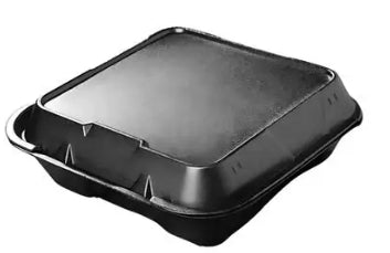 To Go Box, Foam Hinged Sandwich 6x6, Black