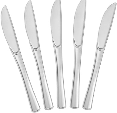 Knife,  7 3/4" Extra Heavy Weight Plastic Knife, Silver